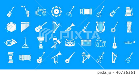 Musical instrument icon blue set vector 40736361