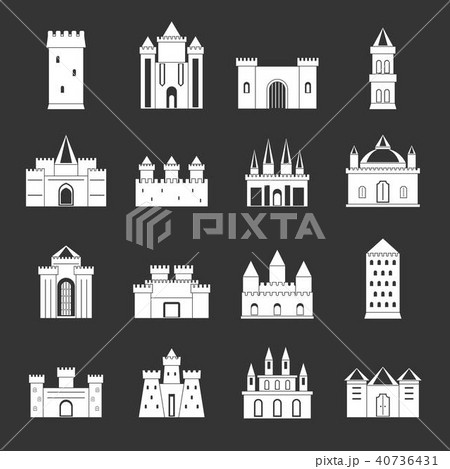 Towers and castles icons set grey vector 40736431