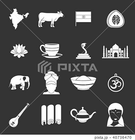 India travel icons set grey vector 40736470