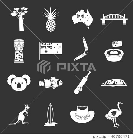 Australia travel icons set grey vector Australia travel icons set grey vector 40736471