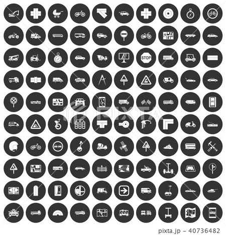 100 location icons set black circle 40736482