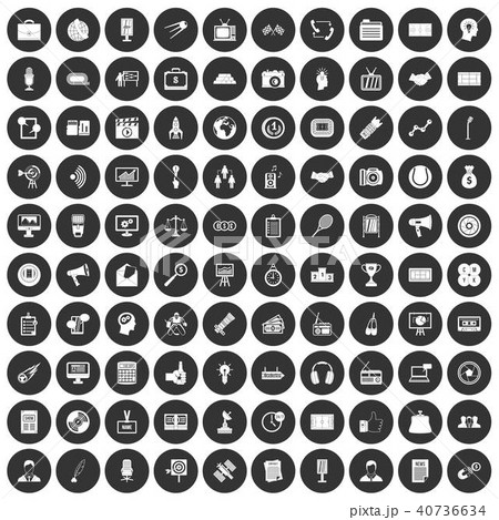 100 media icons set black circle 100 media icons set black circle 40736634
