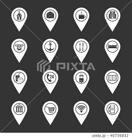 Points of interest icons set grey vector 40736832