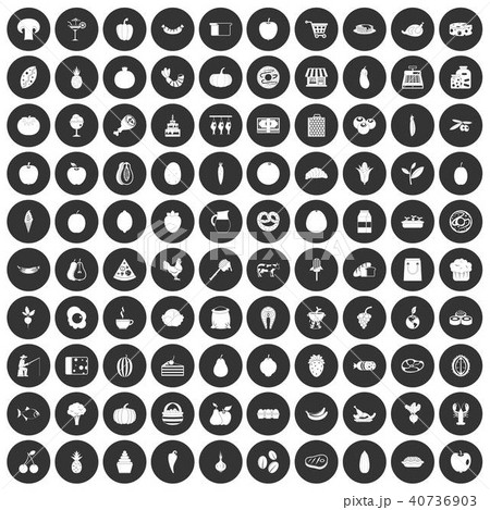100 natural products icons set black circle 100 natural products icons set black circle 40736903