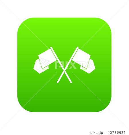 Crossed flags icon digital green 40736925