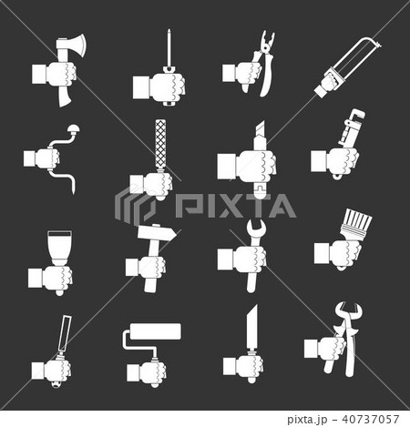 Hand tool icons set grey vector 40737057