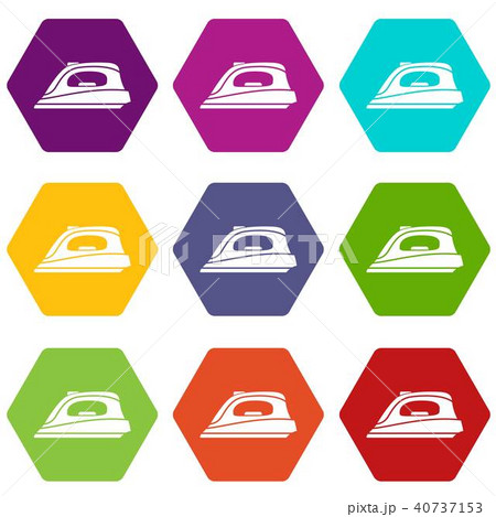 Iron icons set 9 vector 40737153