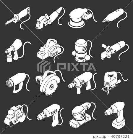 Electric tools icons set grey vector Electric tools icons set grey vector 40737221