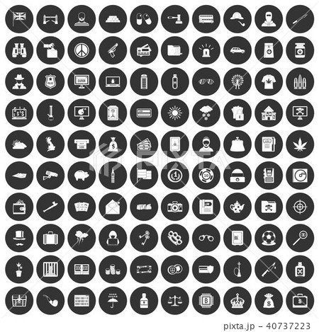 100 police icons set black circle 40737223