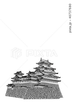 日本の城現存天守姫路城白黒 40737680
