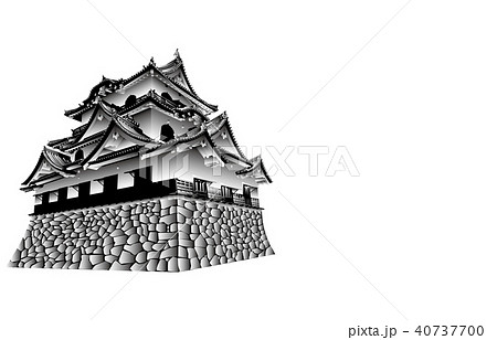 日本の城現存天守彦根城白黒 日本の城現存天守彦根城白黒 40737700