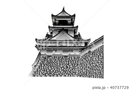 日本の城現存天守高知城白黒 日本の城現存天守高知城白黒 40737729