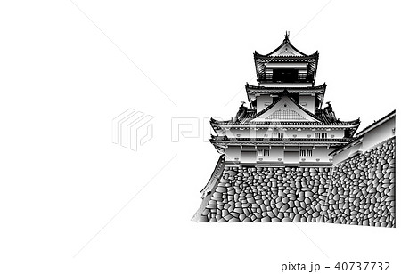 日本の城現存天守高知城白黒 日本の城現存天守高知城白黒 40737732