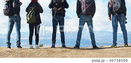 富士山 眺望 外国人の写真素材