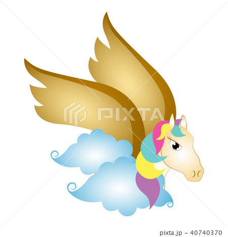 Cute pegasus on clouds. Fantasy creature Cute pegasus on clouds. Fantasy creature 40740370