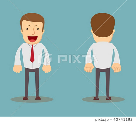 Office worker. Front, back view . Cartoon style, flat vector 40741192