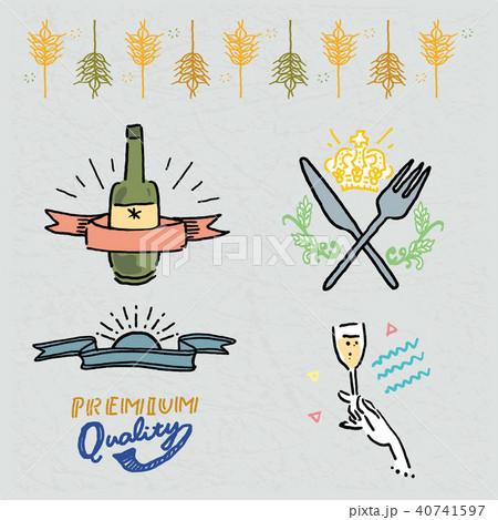 手描き ロゴ ラベル イラスト セットのイラスト素材 40741597 Pixta