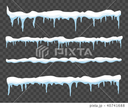 Creative vector illustration of ice icicle, caps, snowflakes set isolated on background. Winter snow 40741688