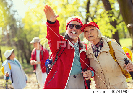 Happy man pointing at a bird 40741905