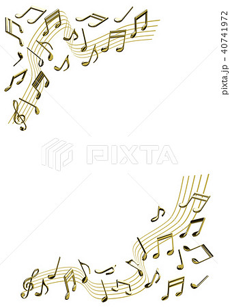 ベクター イラスト 音楽イメージ 音符 ゴールド フレームのイラスト