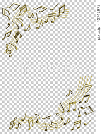 ベクター イラスト 音楽イメージ 音符 ゴールド フレームのイラスト素材