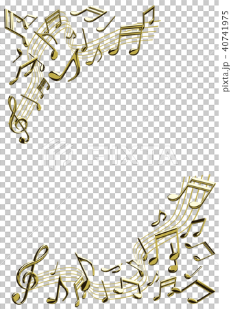 ベクター イラスト 音楽イメージ 音符 ゴールド フレームのイラスト素材