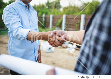 Shaking hands of partnership agreement engineer. 40742866