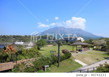 桜島溶岩なぎさ公園の写真素材