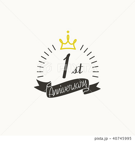 1st Anniversary Logo Template Ribbon And Crown Stock Illustration