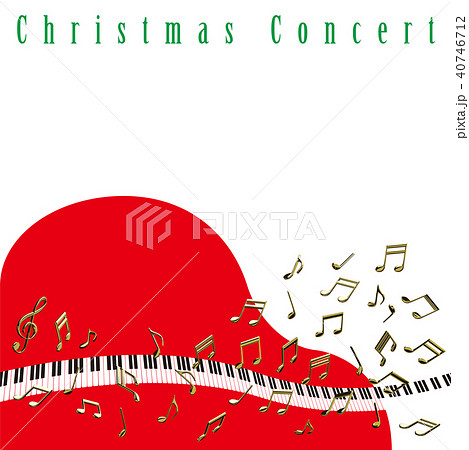ベクター イラスト クリスマス ピアノイメージ 金の音符 鍵盤のイラスト素材