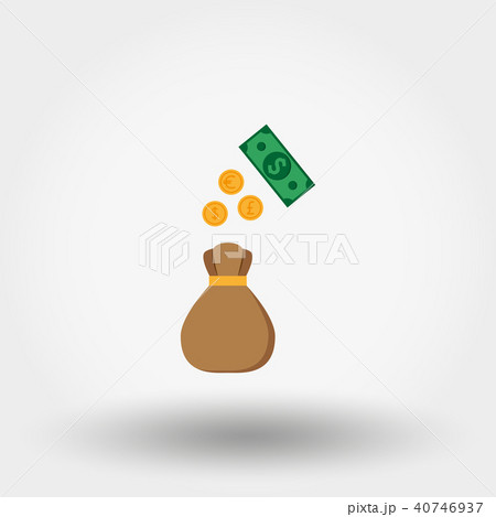 Money Bag. Dollar, euro, pound. Coin. Icon. Vector. Flat. 40746937