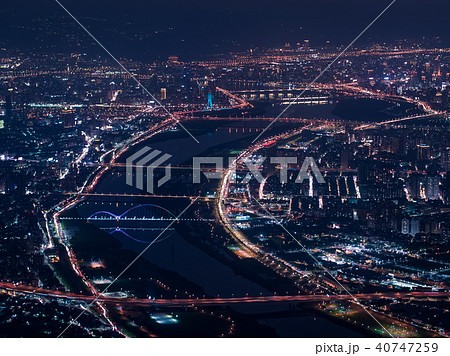 淡水河の空撮夜景 40747259