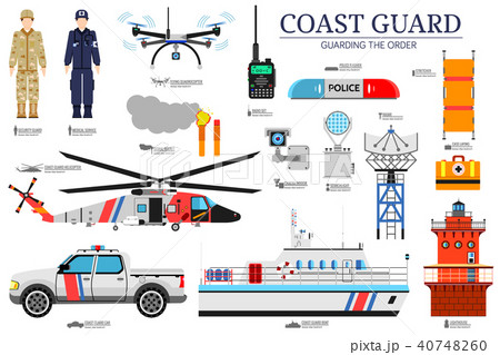 coast guard day flat icoms set. Guarding the order 40748260