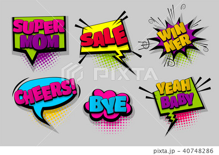 Set comic text speech bubble pop art 40748286