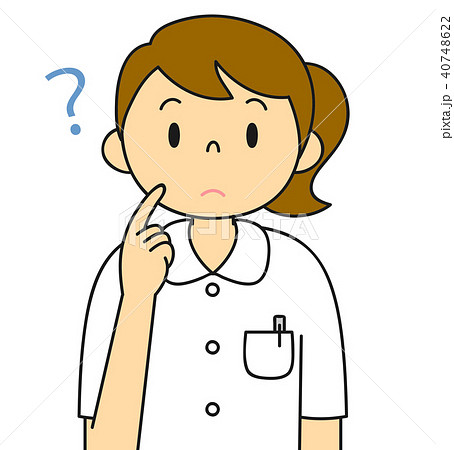 女性 白衣 看護婦 看護師 バリエーション 疑問 考えるのイラスト素材