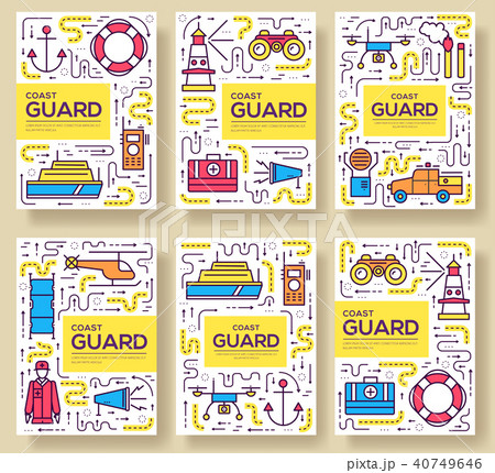 coast guard vector brochure cards thin line set coast guard vector brochure cards thin line set 40749646
