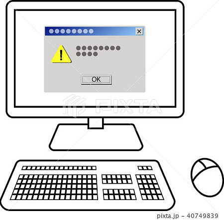 イラスト パソコン デスクトップpc エラー画面のイラスト素材