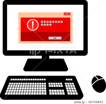 イラスト パソコン デスクトップpc エラー画面のイラスト素材