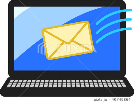 イラスト パソコン ノートパソコン メール受信のイラスト素材