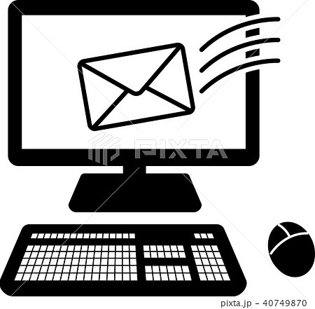 イラスト パソコン デスクトップpc メール受信のイラスト素材