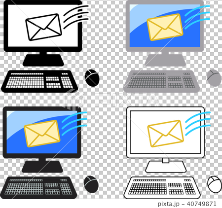 イラスト　パソコン　デスクトップPC　メール受信 40749871
