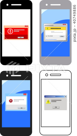 イラスト スマートフォン エラー画面のイラスト素材