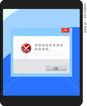 イラスト タブレットpc エラー画面のイラスト素材