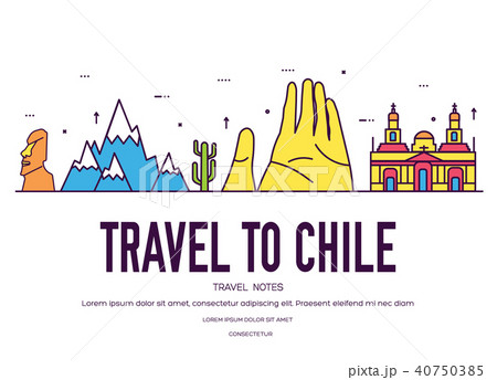 Country Chile thin line guide of goods, places . 40750385