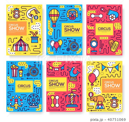 Set of line circus pattern concept. Art festival Set of line circus pattern concept. Art festival 40751069