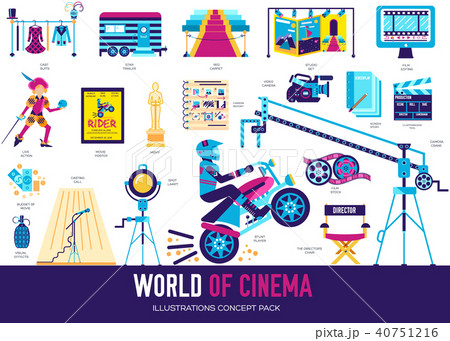 Premium quality cinema industry flat collection Premium quality cinema industry flat collection 40751216