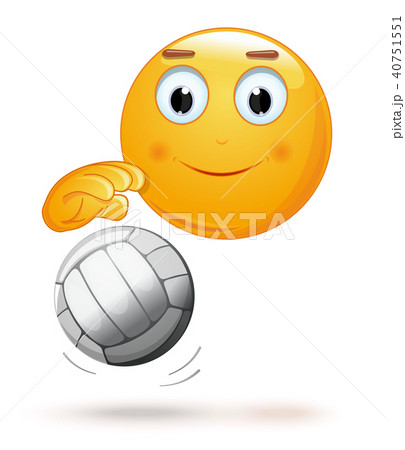 Cheerful smiley face with a volleyball ball 40751551