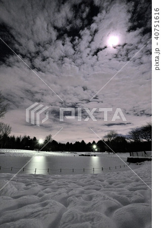 月夜に映える公園の雪景色 月夜に映える公園の雪景色 40751616