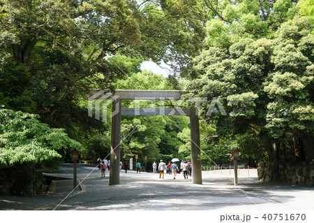 伊勢神宮内宮 第一鳥居の写真素材