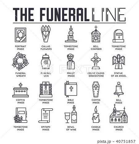 lines collection icons set dedicated to funeral 40751857